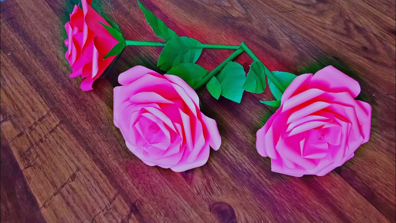 How to Make Rose Flower with paper/Kağıt gül çiçeği/صنع زهرة وردة من الورق