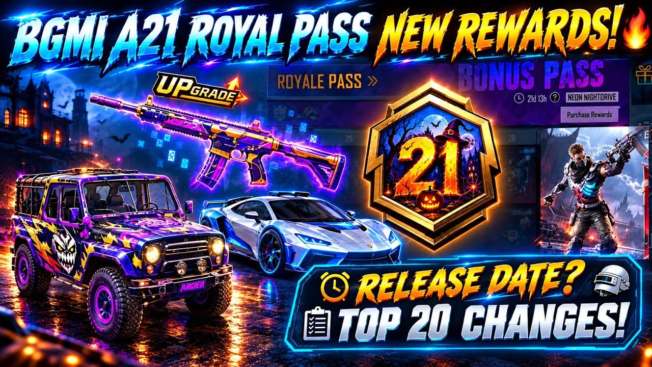 RP CHANGE 😱 BGMI NEW ROYALE PASS A21 😱TOP 10 CHANGES IN BGMI NEW ROYAL PASS | A21 1TO 100 RP REWARDS