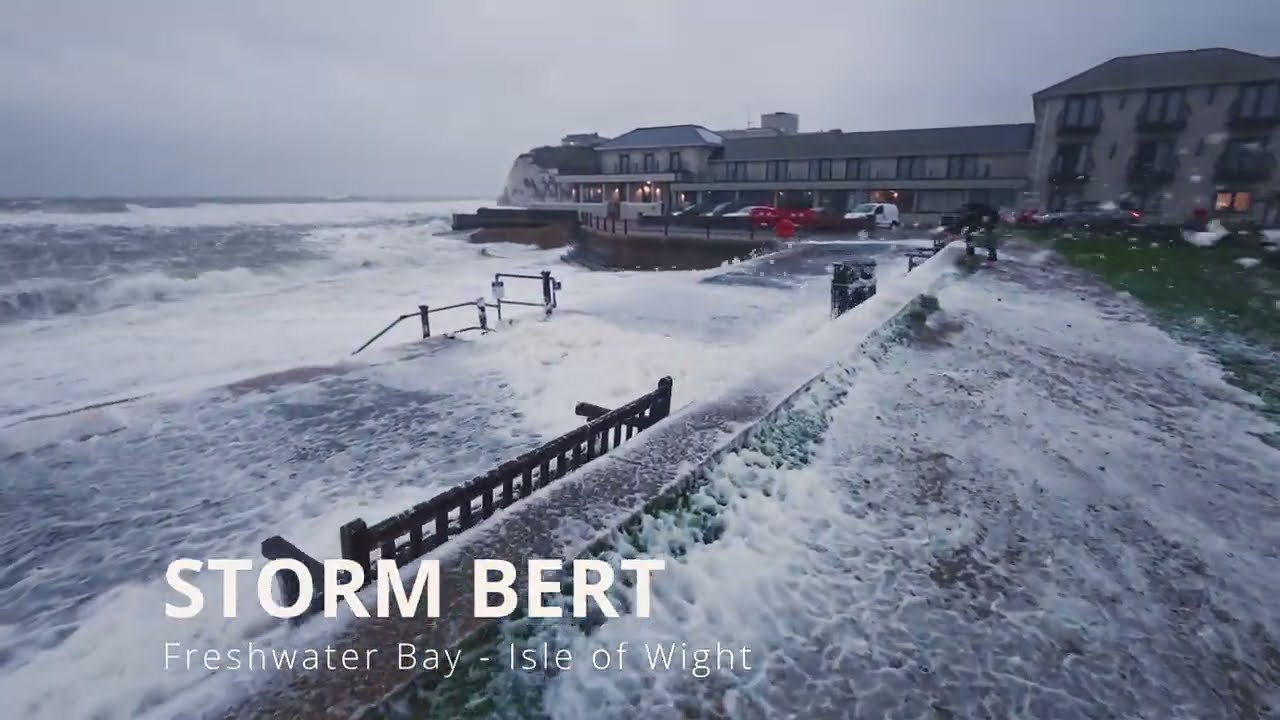 Storm Bert batters Freshwater Bay on the Isle of Wight
