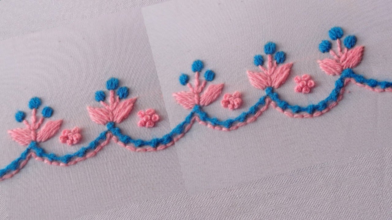hand embriodery dress design easy border design plestrina stich blouse sleeves design