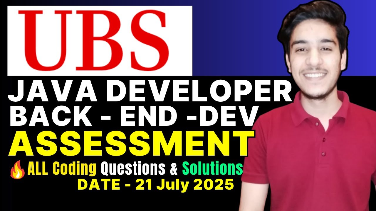UBS Technical Test - Back-end Java Developer - Advanced - Hackerrank assessment 2025