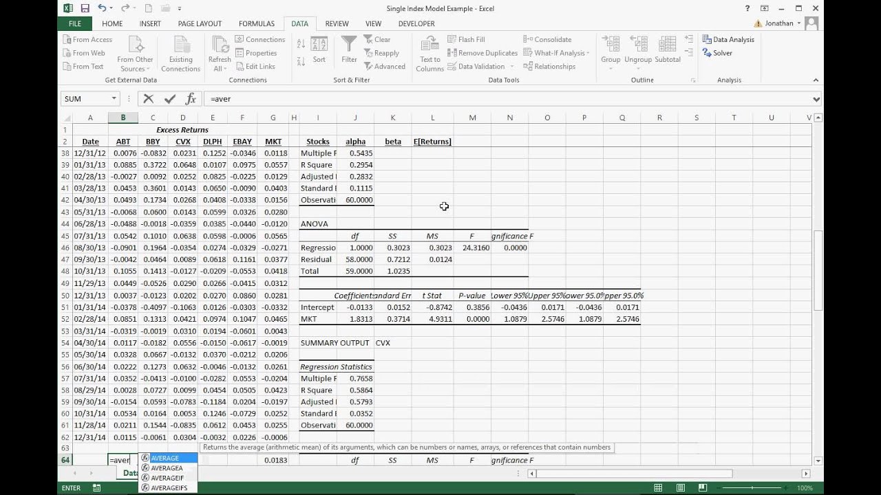 Single Index Model Example