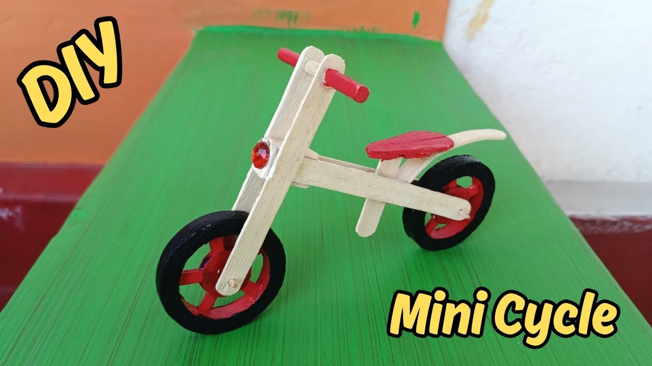 Diy miniature cycle #how to make cycle with ice cream stick #diy mountain mini bike #beautiful craft