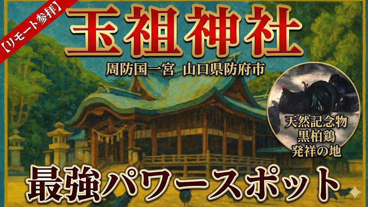 【リモート参拝】玉祖神社　周防国一宮　山口県防府市のパワースポット　天然記念物の黒柏鶏発祥の地　たまのおやじんじゃ　GoProHERO8　iPhone