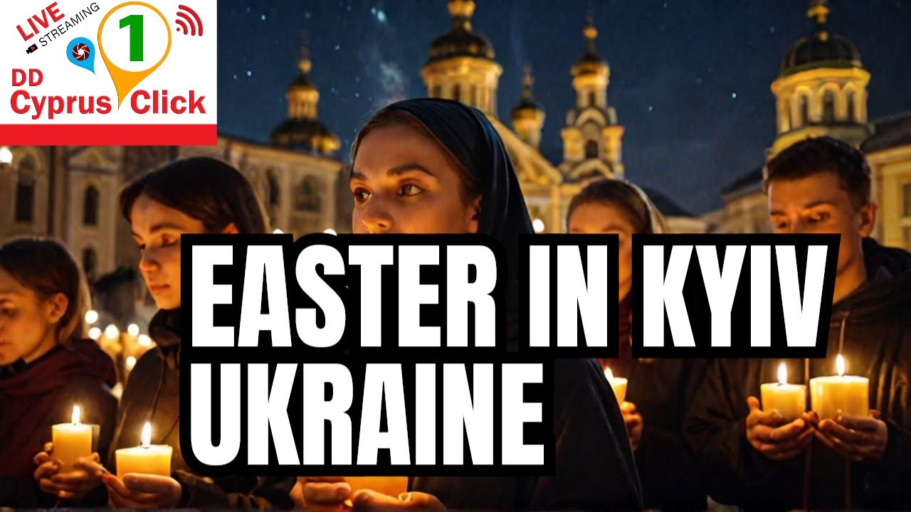 Ukraine Kyiv Easter: Worshippers gather at midnight Easter service at Kyiv monastery