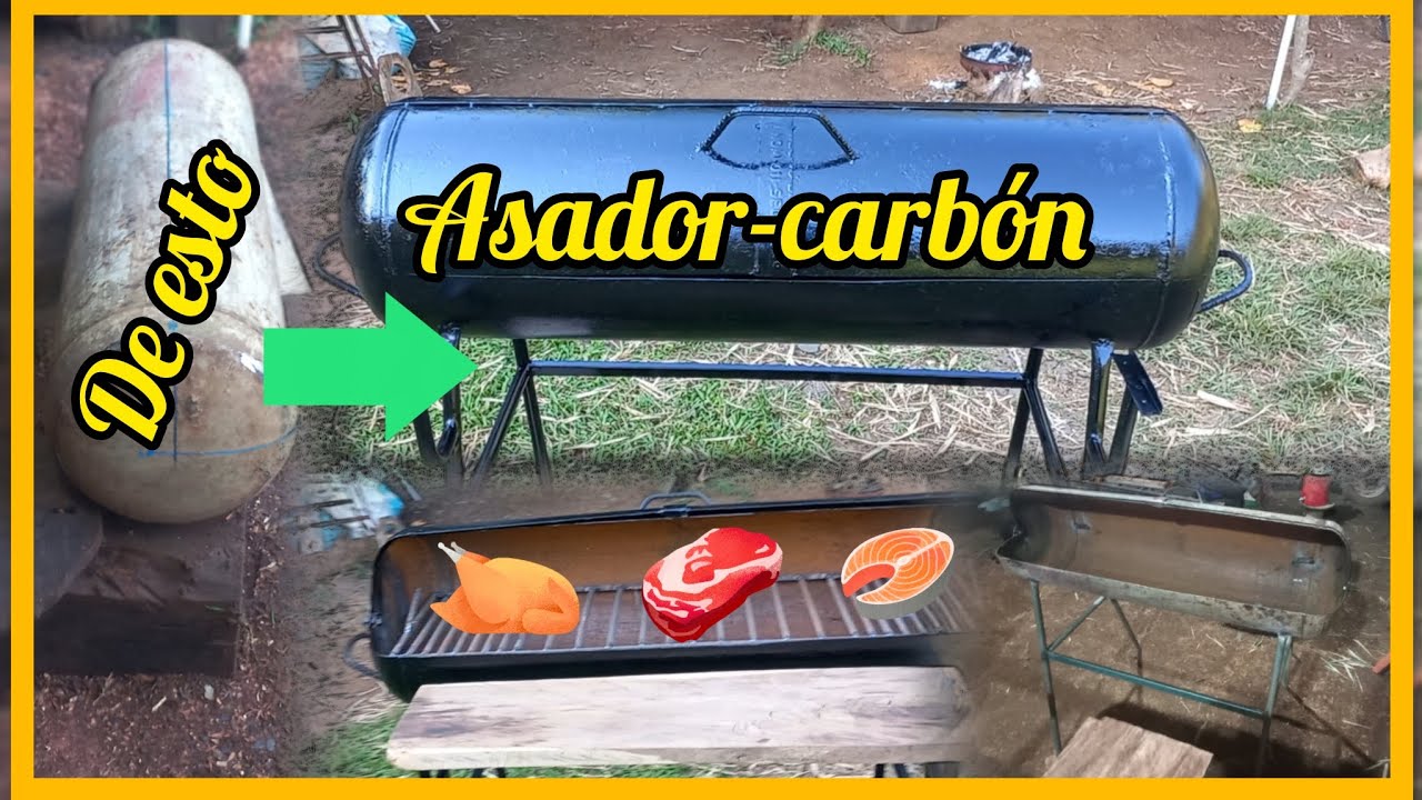 Elaboración de  asador a carbón.  Reciclando tanque de gas a eficiente asador de leña. 