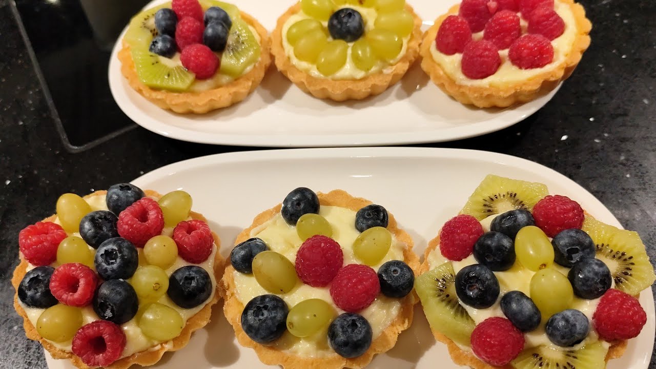 Fresh fruits tart/Fruits tart/Vanilla tart/Pudding tart with fruits /Tartelettes/ Tart Shells Recipe