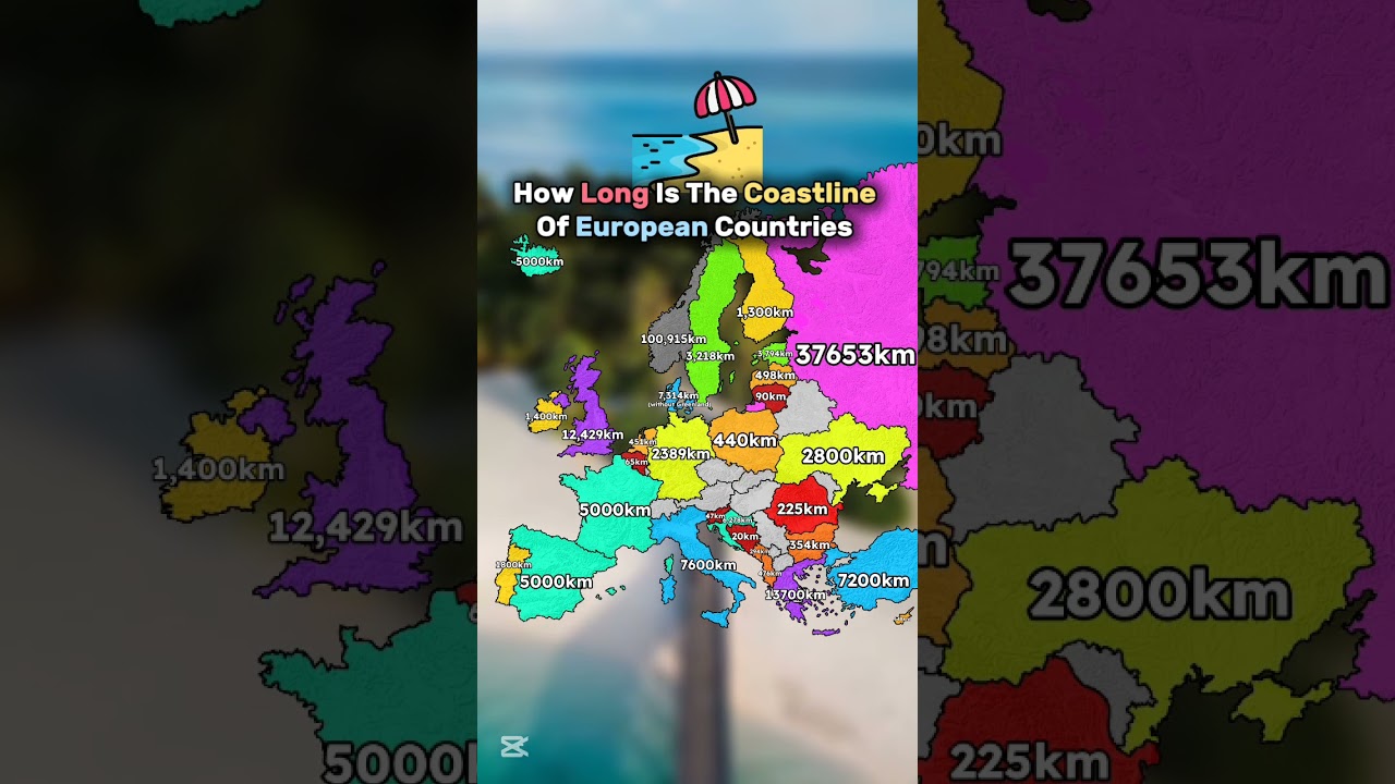 How Long Is The Coastline Of European Countries #map #europe #mapping