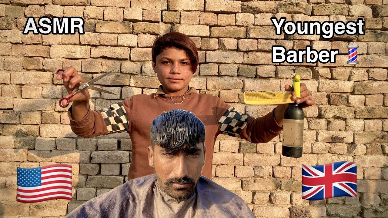 ASMR youngest Barber 💈 In the world 🌍 Fast Haircut 💇‍♂️ 