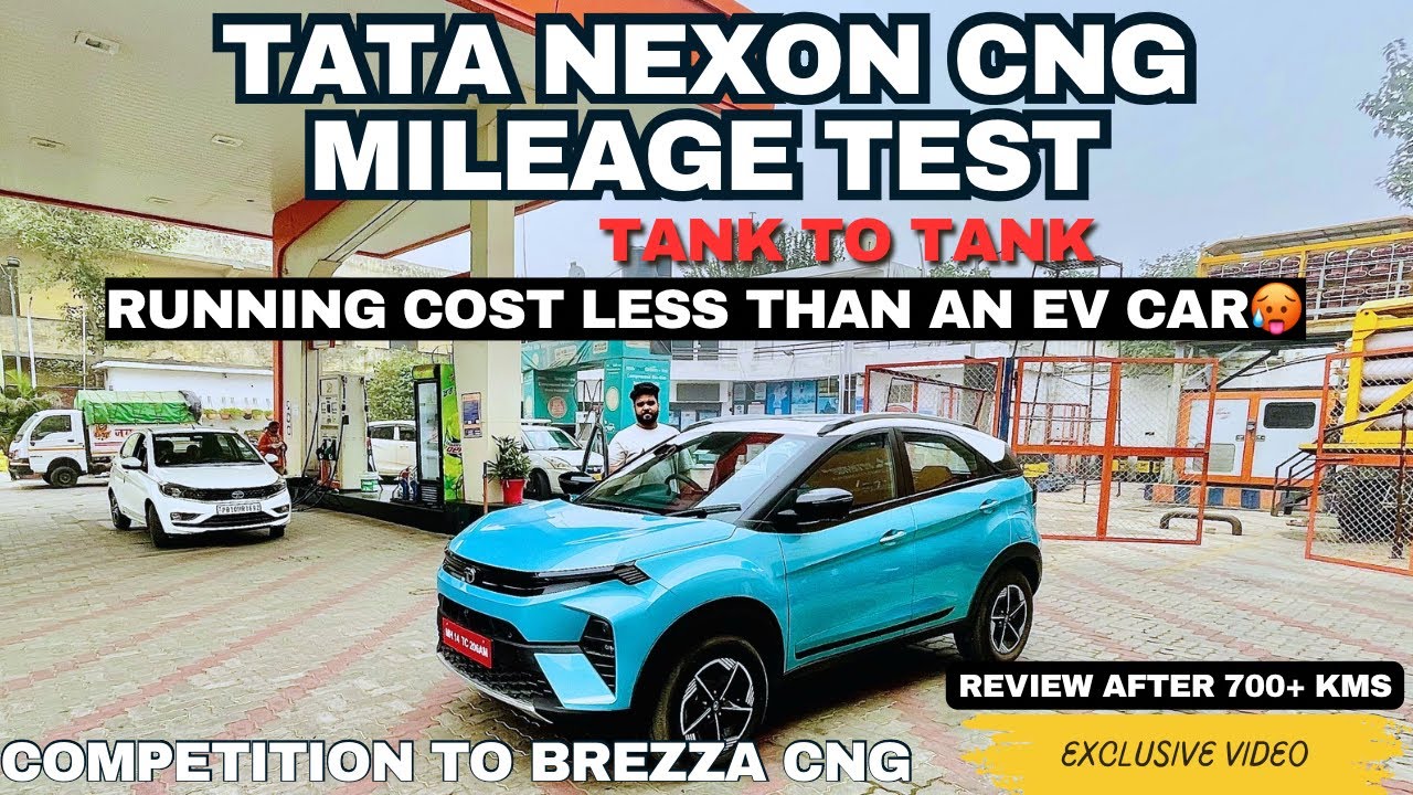 Tata Nexon CNG Fuel efficiency test | tank to tank mileage with AC | drive review city + highway