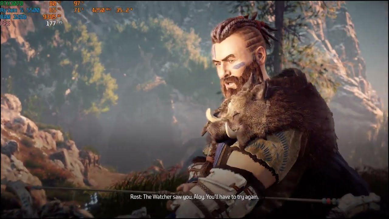 Ryzen 5 5500 with RTX 3070 Horizon Zero Dawn 1080p (High Settings DLSS) gameplay FPS test