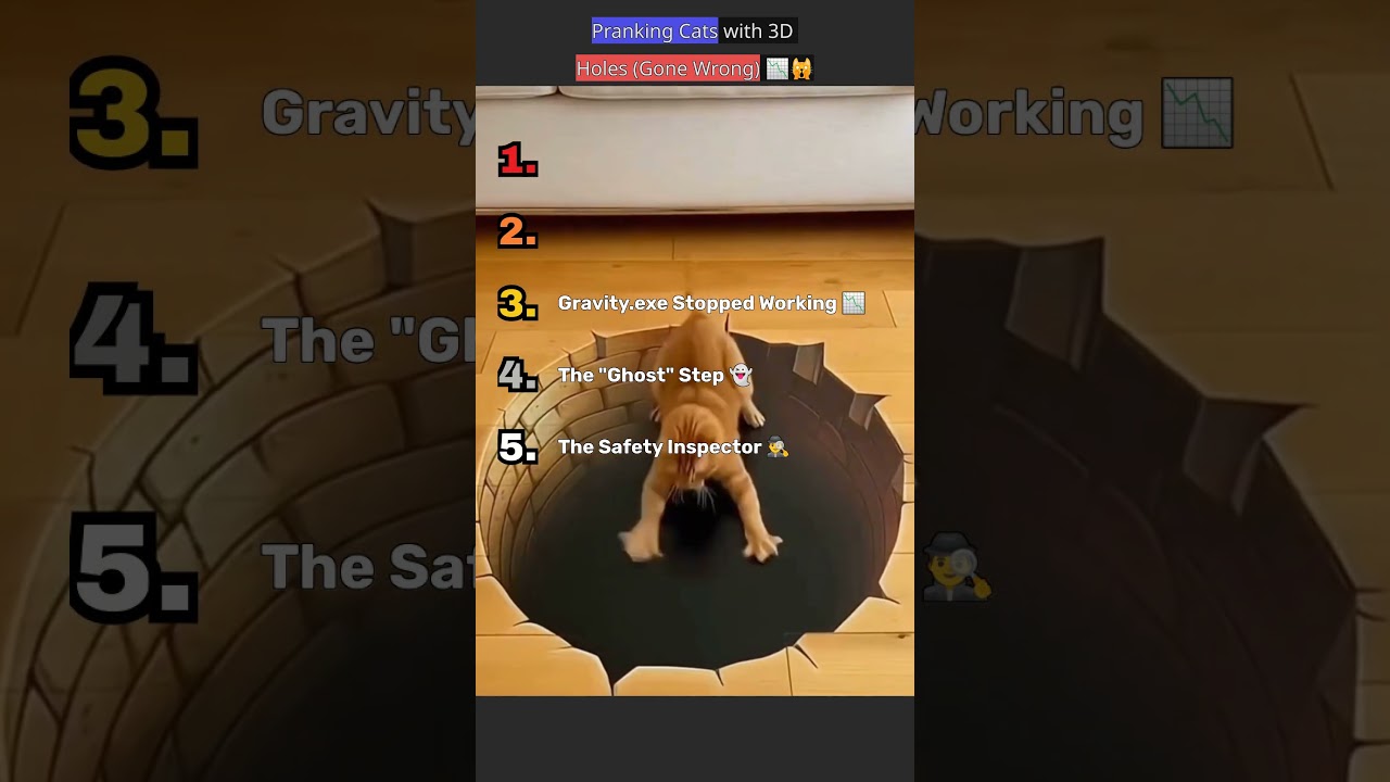 Pranking Cats with 3D Holes (Gone Wrong) 📉🙀. #cat #petsunited #funnycats #funny #funnypets #pets.