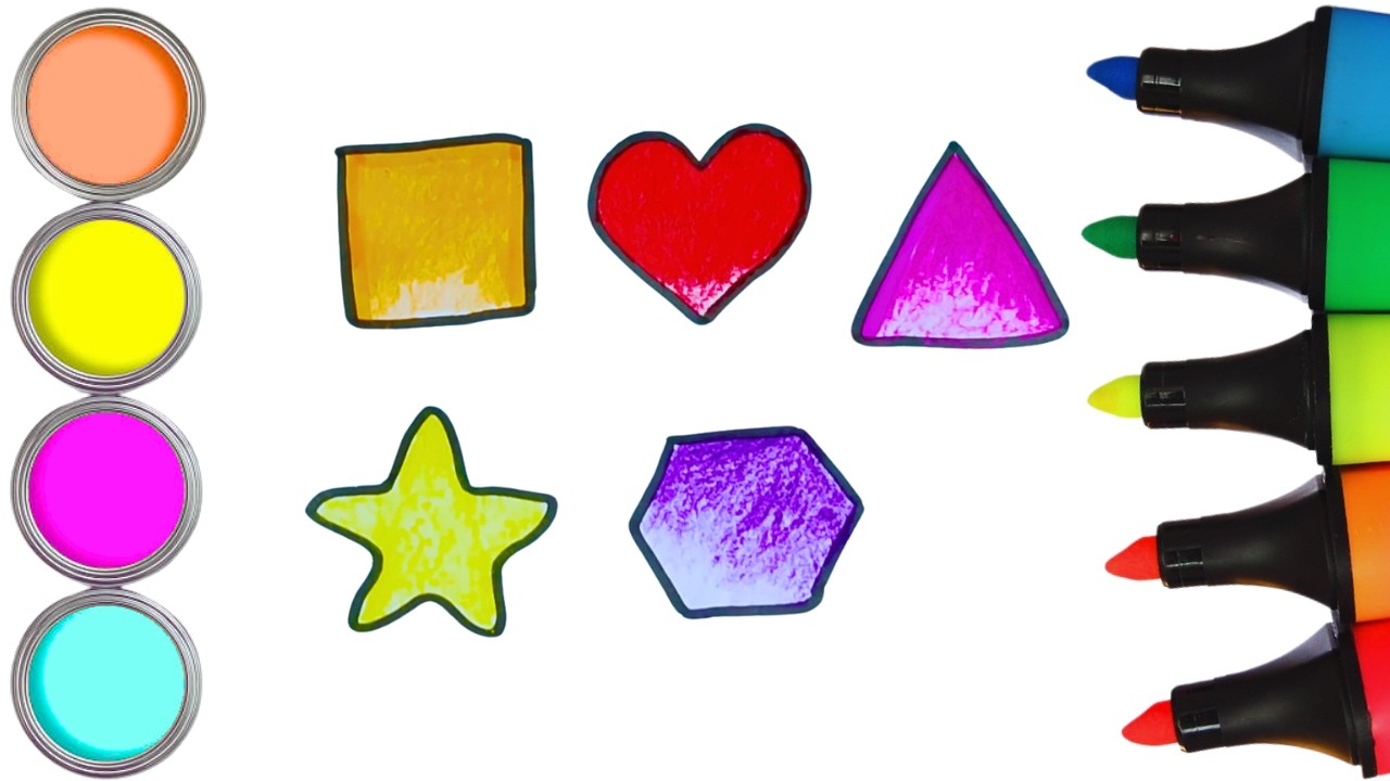 How To Draw cute shapes Drawing, Painting & Coloring For Kids and Toddlers_ Child Art 🌈🎨