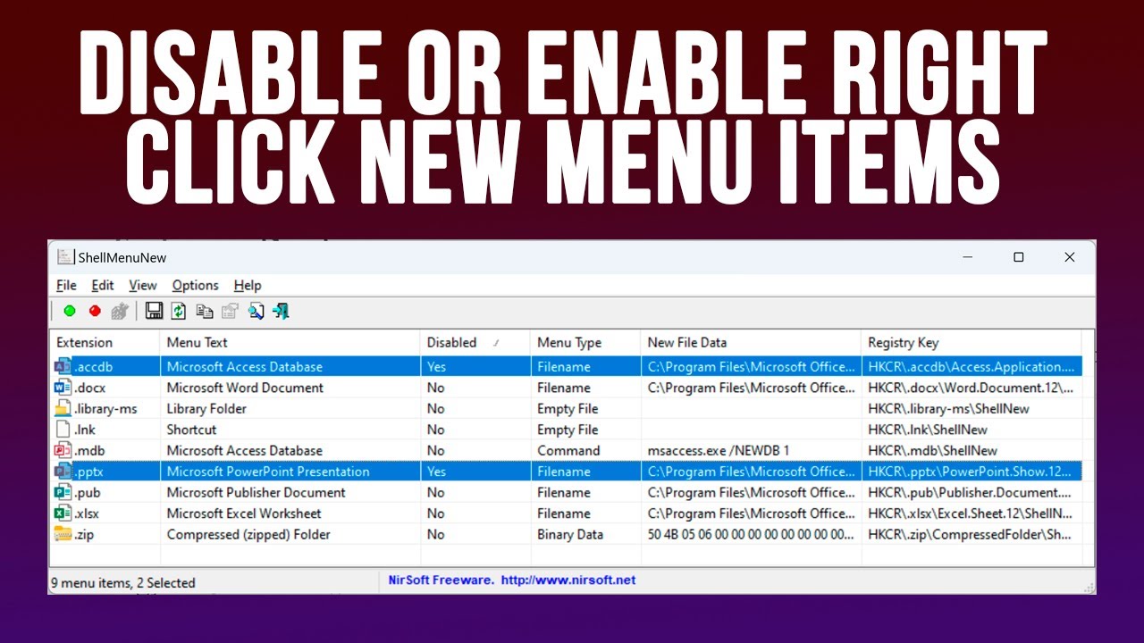 How to Disable or Enable the Windows Right Click New Menu Items Using a GUI