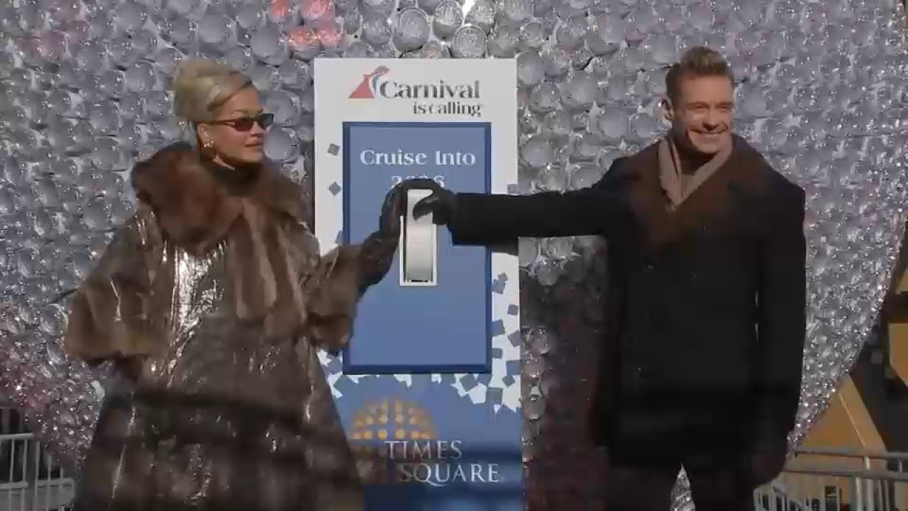 Ryan Seacrest and Rita Ora ready for New Year's Rockin' Eve