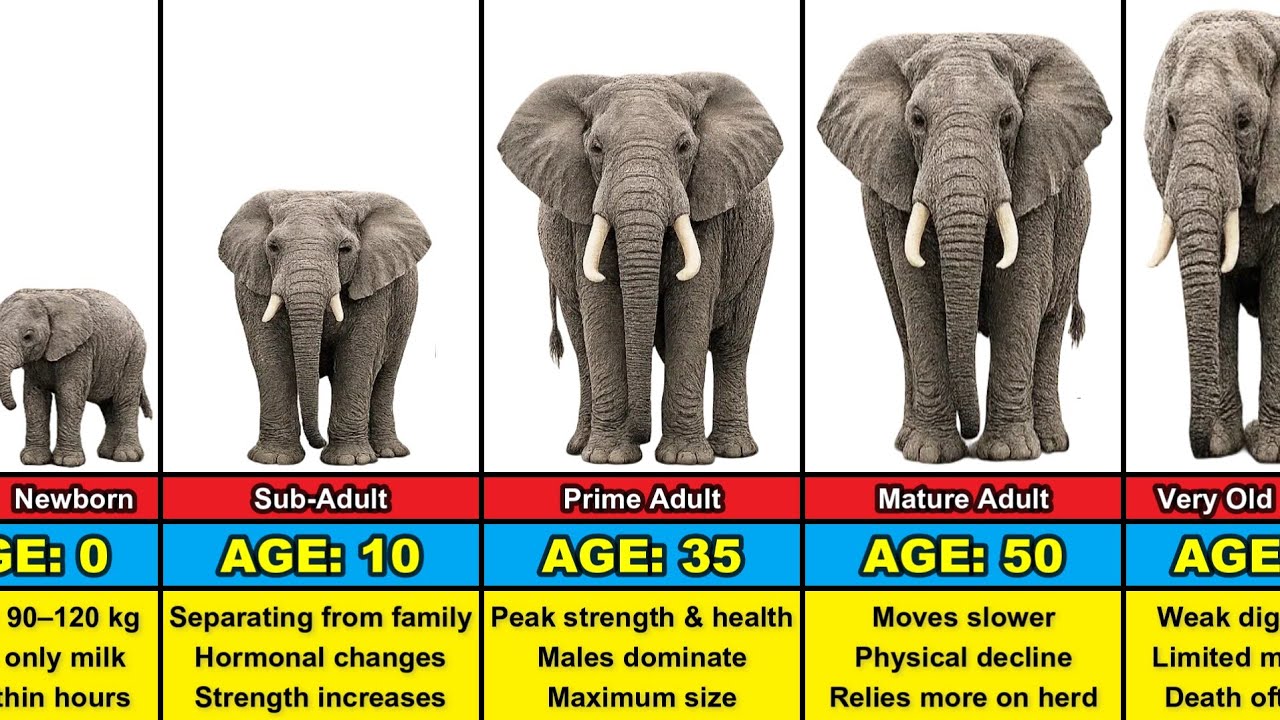 Elephant Transformation From 0 to 70 Years Old