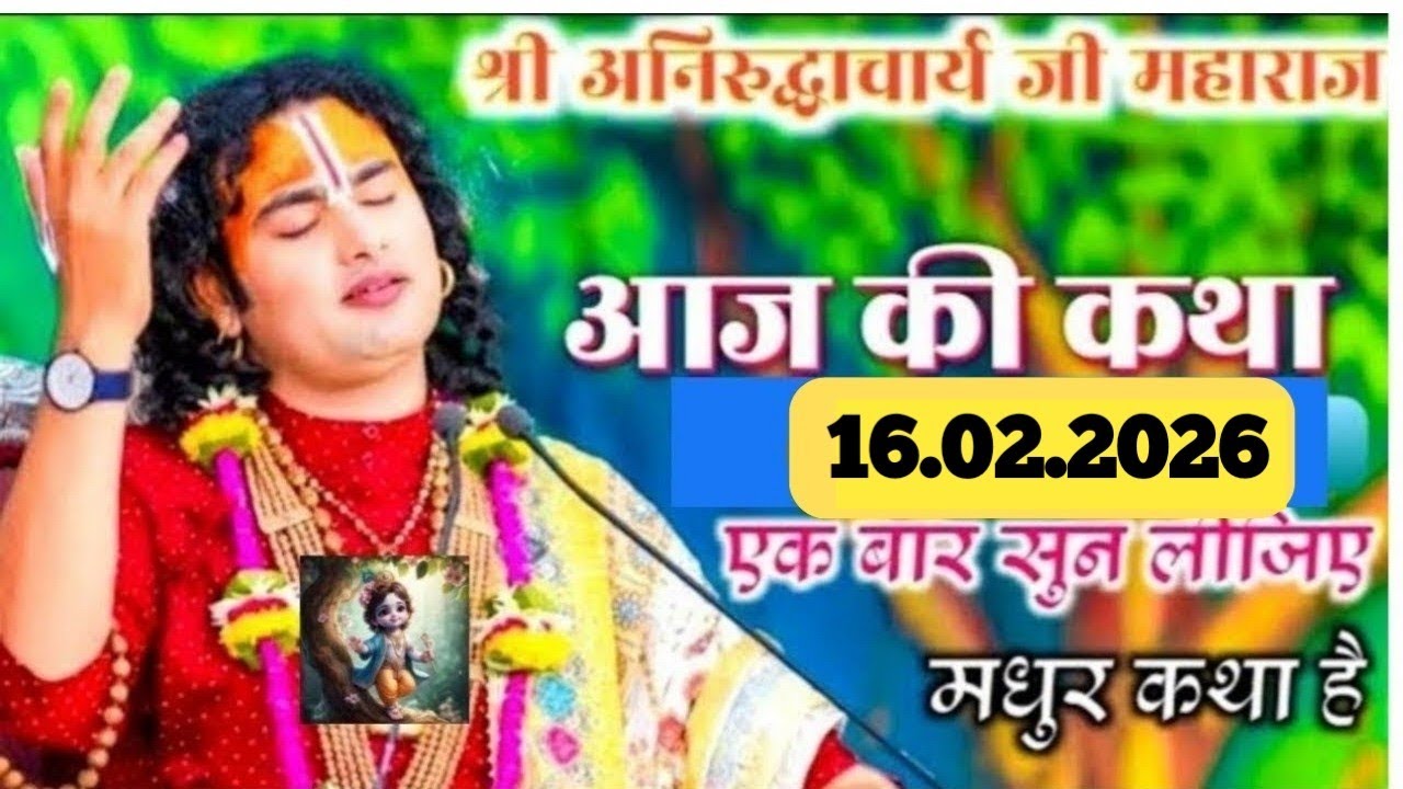 आज की कथा 💥 16  फरवरी 2026💥शिव पार्वती का विवाह कैसे हुआ #aniruddhacharya#katha #shivratri