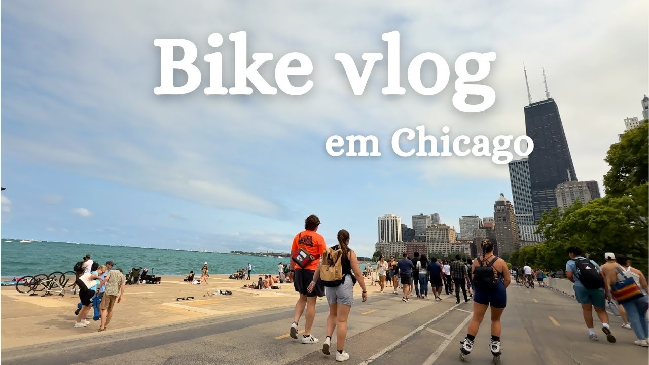 Pedalando em um dia movimentado na orla do lago Michigan | Bike Vlog em Chicago