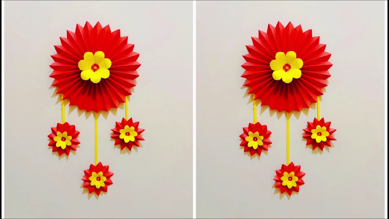 easy and beautiful wallhanging ideas with paper #papercraft #diy #paperwallcraft #youtubevideo 