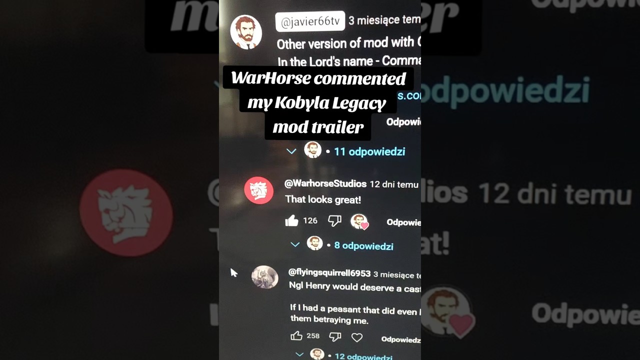 WarHorse commented my Kobyla Legacy mod trailer + new trailer v1.4 #javier66 #kcd2 #kobylalegacy