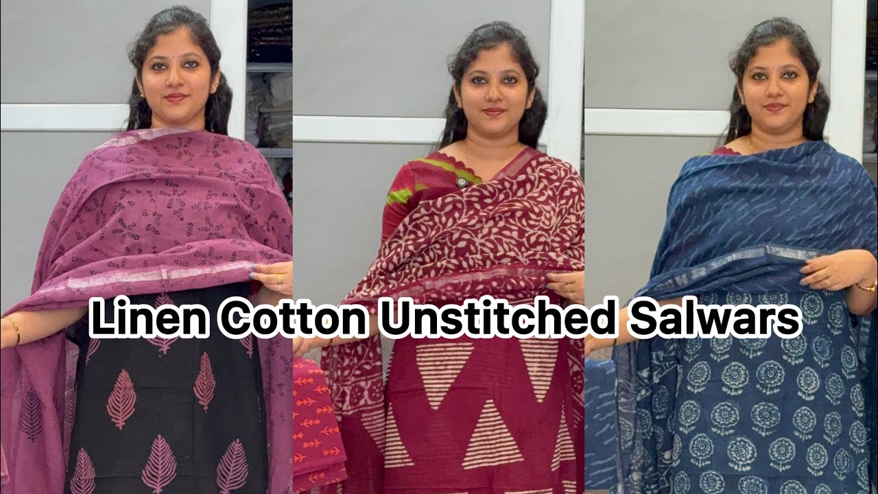 Linen Cotton Unstitched Salwars Suits@Eza_fabz 