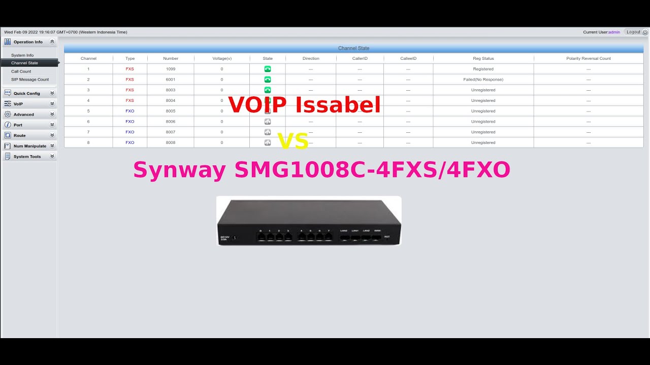 Setting synway VOIP gateway dan server issabel/elastix