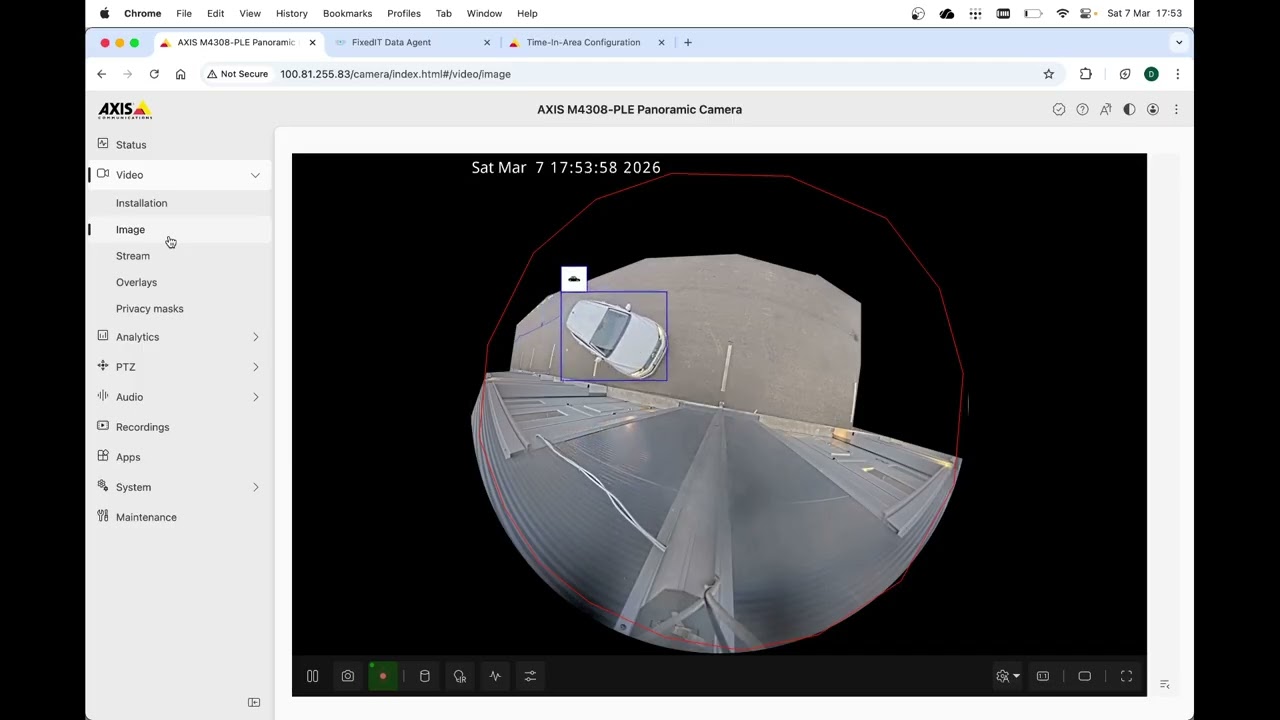 Time-in-Area Alarm in Axis Fisheye using the FixedIT Data Agent