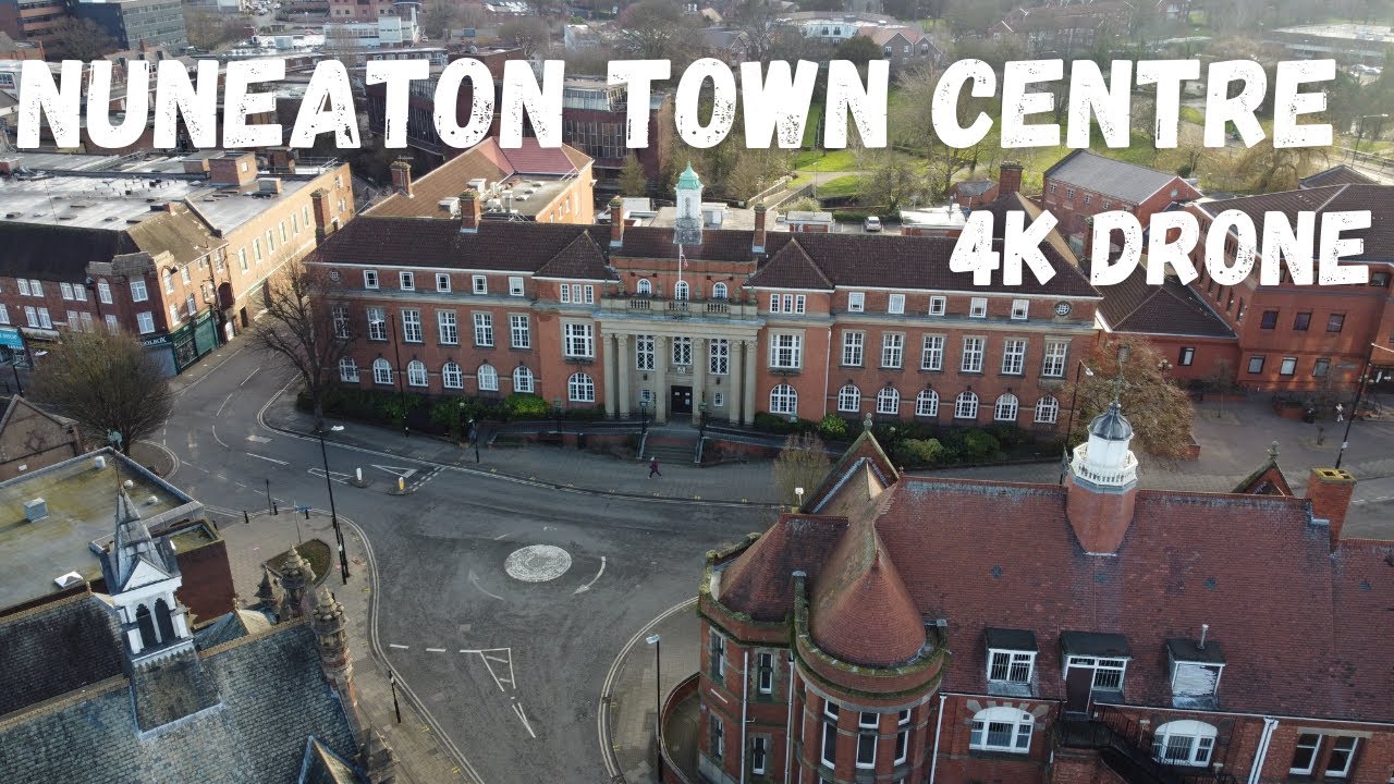 Nuneaton Town Centre 4K Drone