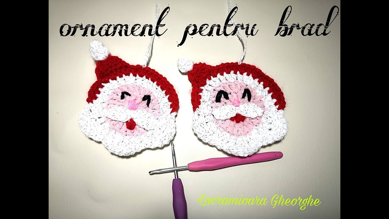Crosetam Moș Crăciun, Ornament Pentru Brad .WE CROCHET  SANTA CLAUS ORNAMENT  FOR THE CHRISTMAS TREE