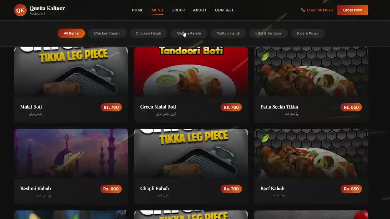 Built a Premium Restaurant Website 🍽️ | Quetta Kaltoor – Islamabad 