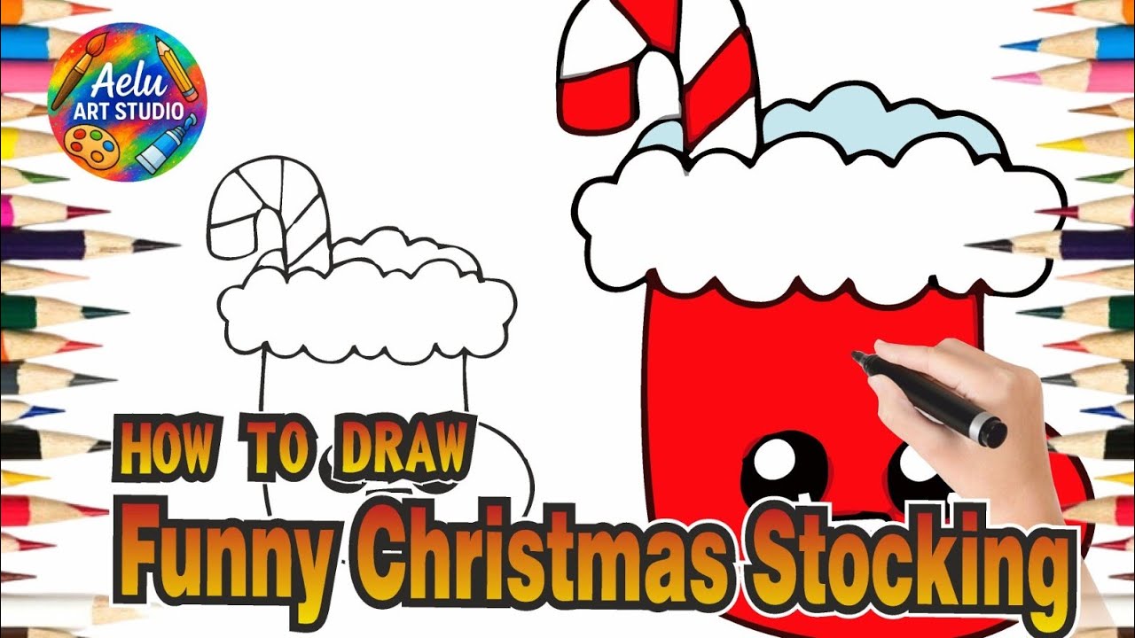 Easy Step-by-Step Christmas Drawing | Funny Christmas Stocking | Cute Holiday Art for Kids