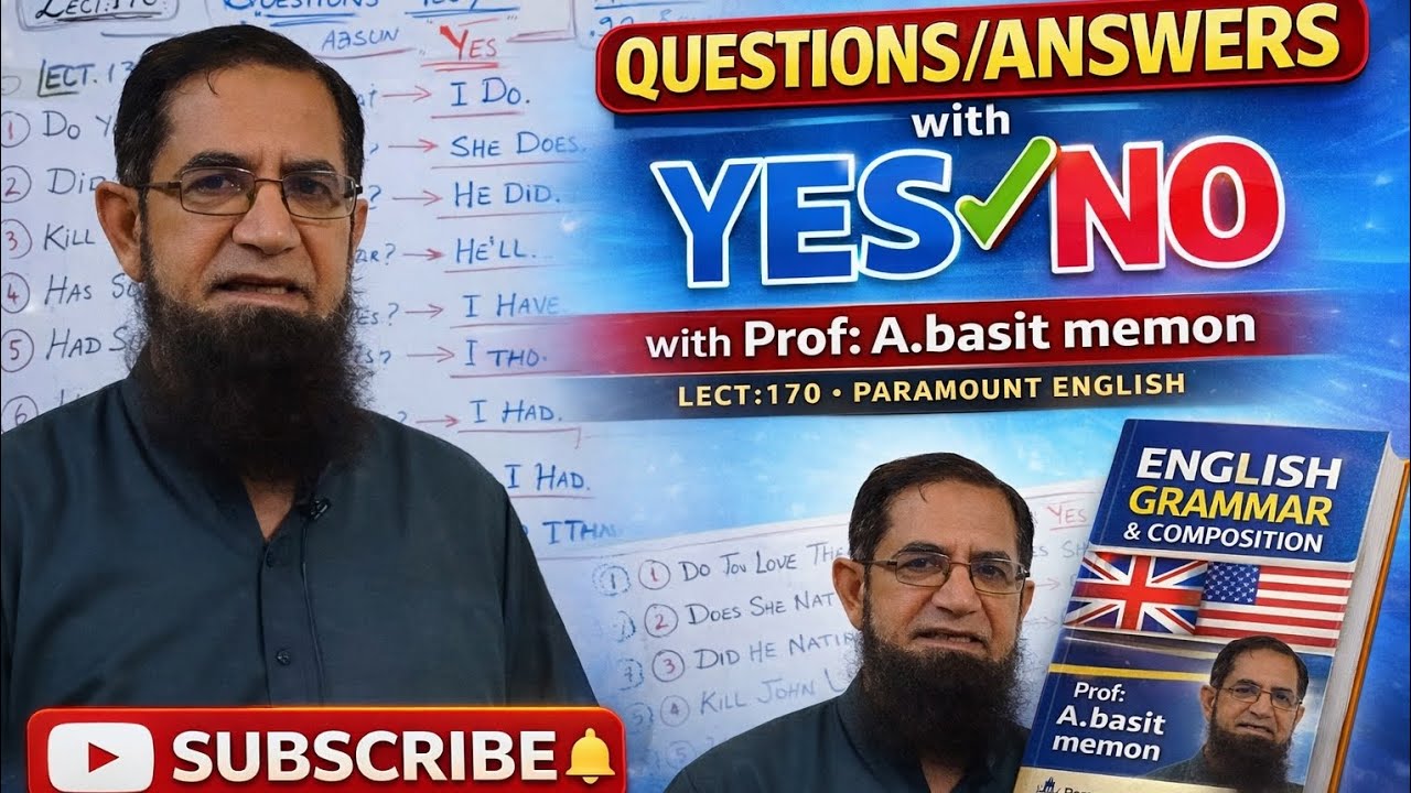 Questions/Answers with Yes/No with Prof: A.basit memon lec:170.. #youtube #english #class #lectures 