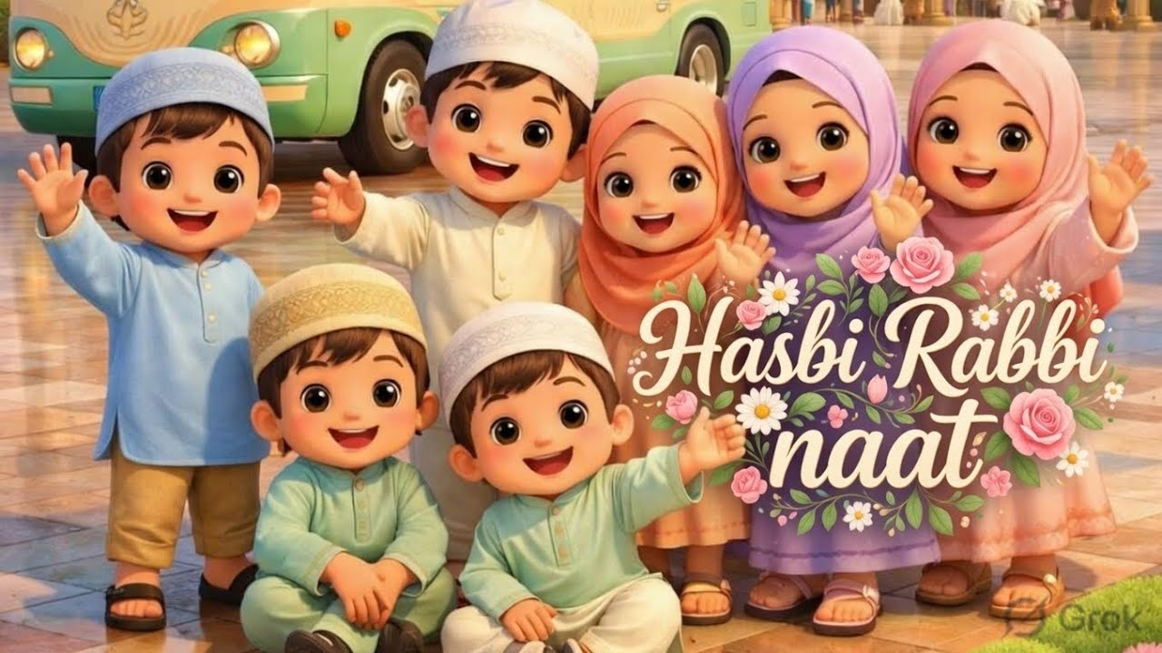 Hasbi Rabbi Naat For Kids | Kids Animation | Islamic Cartoon | Beautiful Kids Nasheed