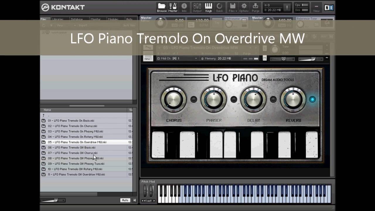 LFO Electric Piano Sample Library for Native Instruments Kontakt - Patches Overview