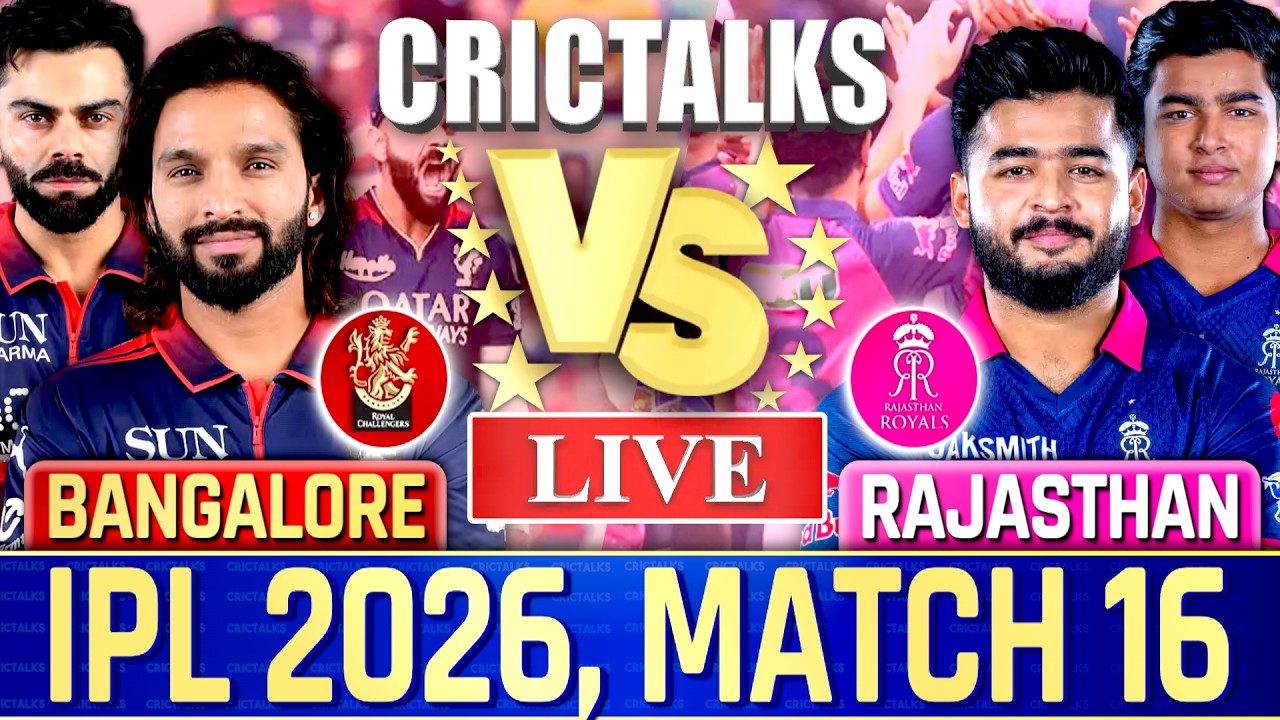 🔴 Live: Bangalore v Rajasthan, IPL 2026, Score & Commentary Live Match Today RCB v RR Last 3 Over