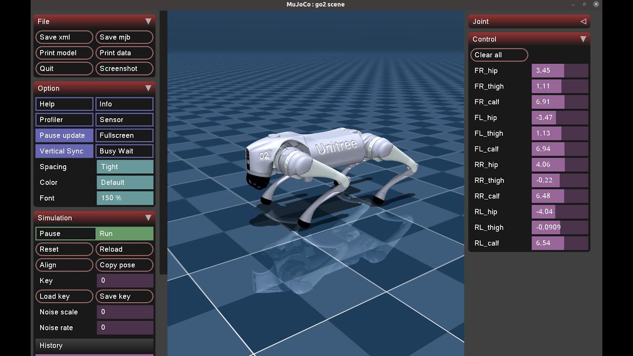 Gait Planner Unitree Go2 Robot Simulation on MuJoCo