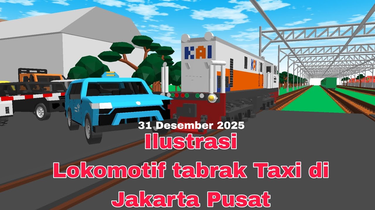 Ilustrasi Lokomotif tabrak Taxi di Jakarta Pusat