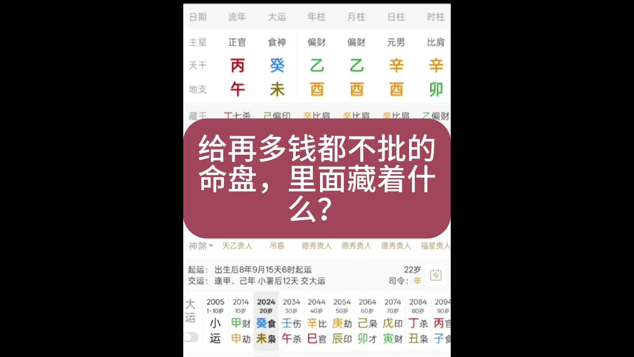 给再多钱都不批的命盘，里面藏着什么？#八字 #八字命理#国学#易经 