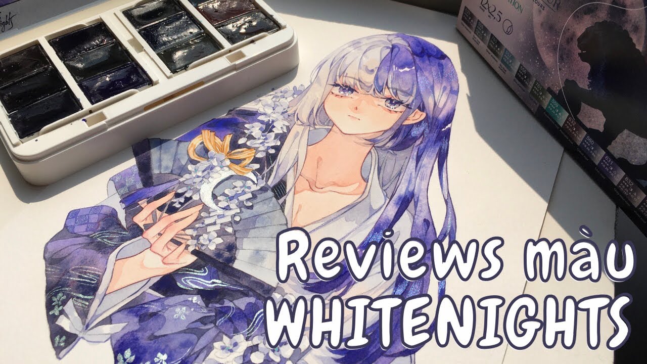 [review] MÀU NƯỚC TÁCH LỚP WHITENIGHTS MỚI | Cách tô màu nước hiệu ứng đẹp