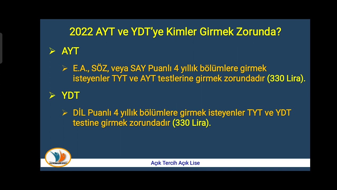 Açık lisede alan seçimi