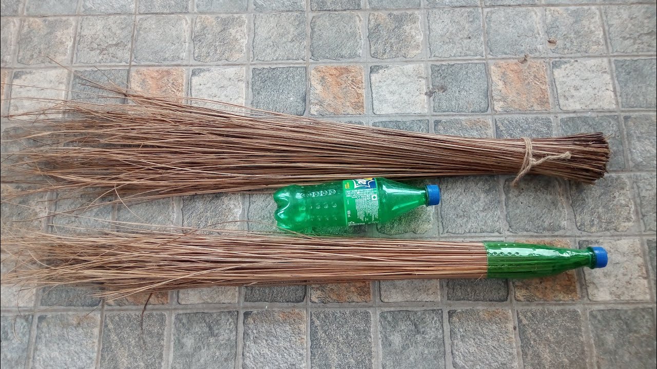 Plastic Bottle With Coconut Stick Broom  How To Make Broom At Home