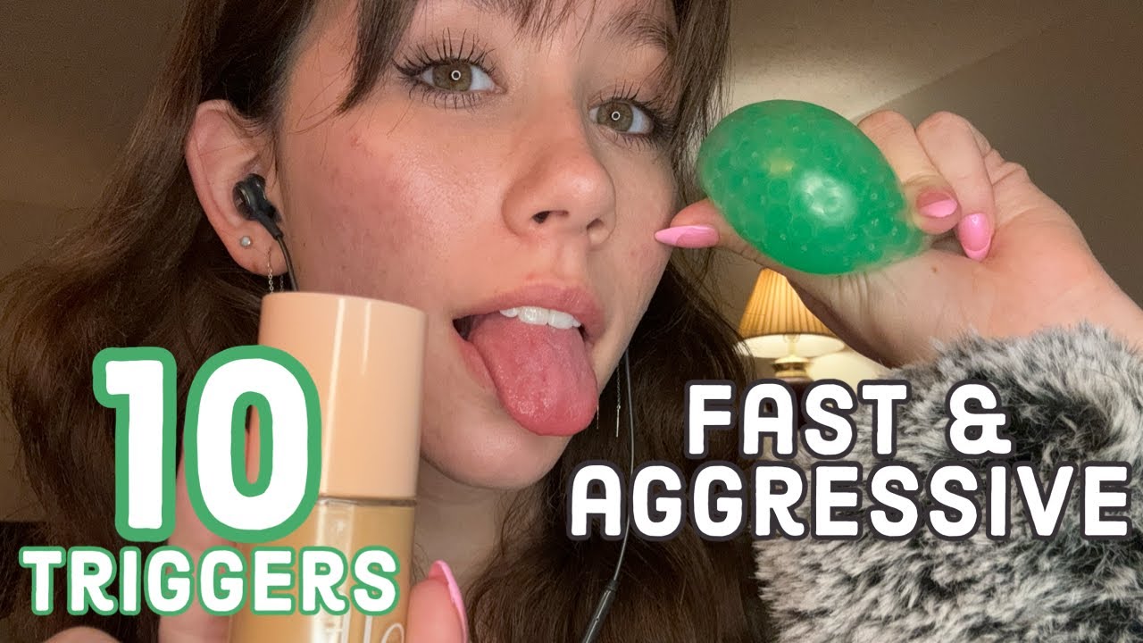 ASMR | 10 Fast & Aggressive Triggers W/ Mouth Sounds (Mic Brushing, Liquid Sounds, Pumping, Etc.)