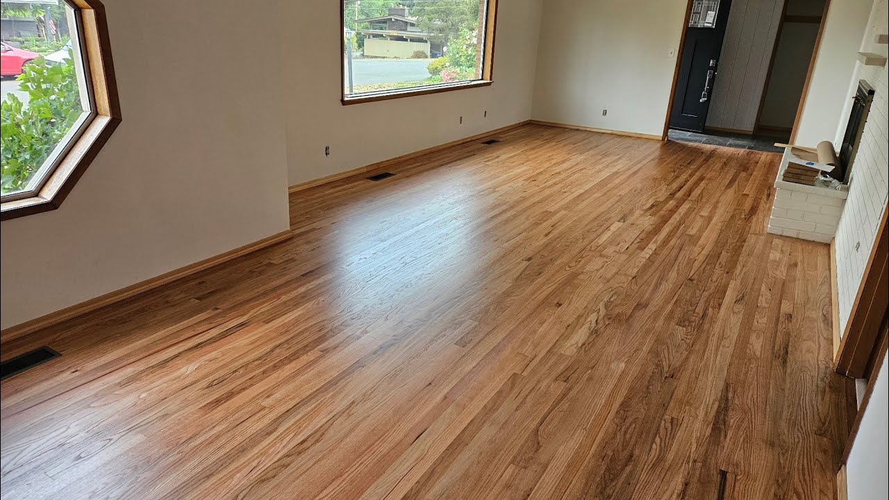 Beautiful Red Oak Floor with Hemlock Trim.