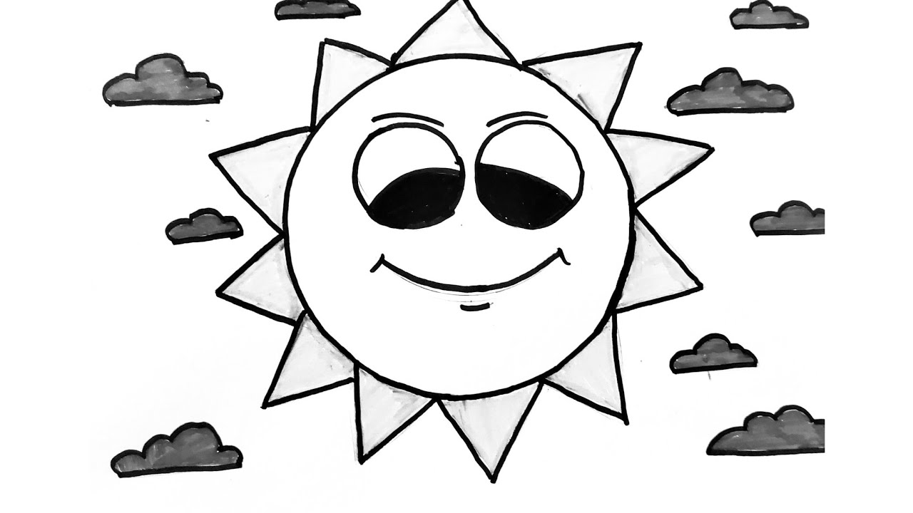 How to Draw a Cute Sun with Clouds ☀️☁️