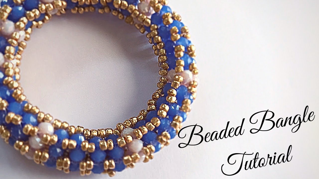 Beaded Bangle Tutorial. Simple Beading Tutorials. Rondelle Crystal Bead Bangle.