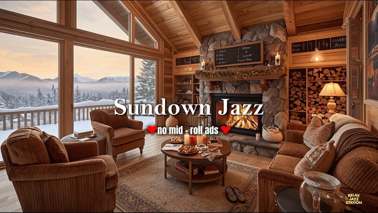 ❄️ Winter Sundown Jazz (NO MID-ROLL ADS) – Warm Indoor Ambience for Relaxation & Focus❄️❄️