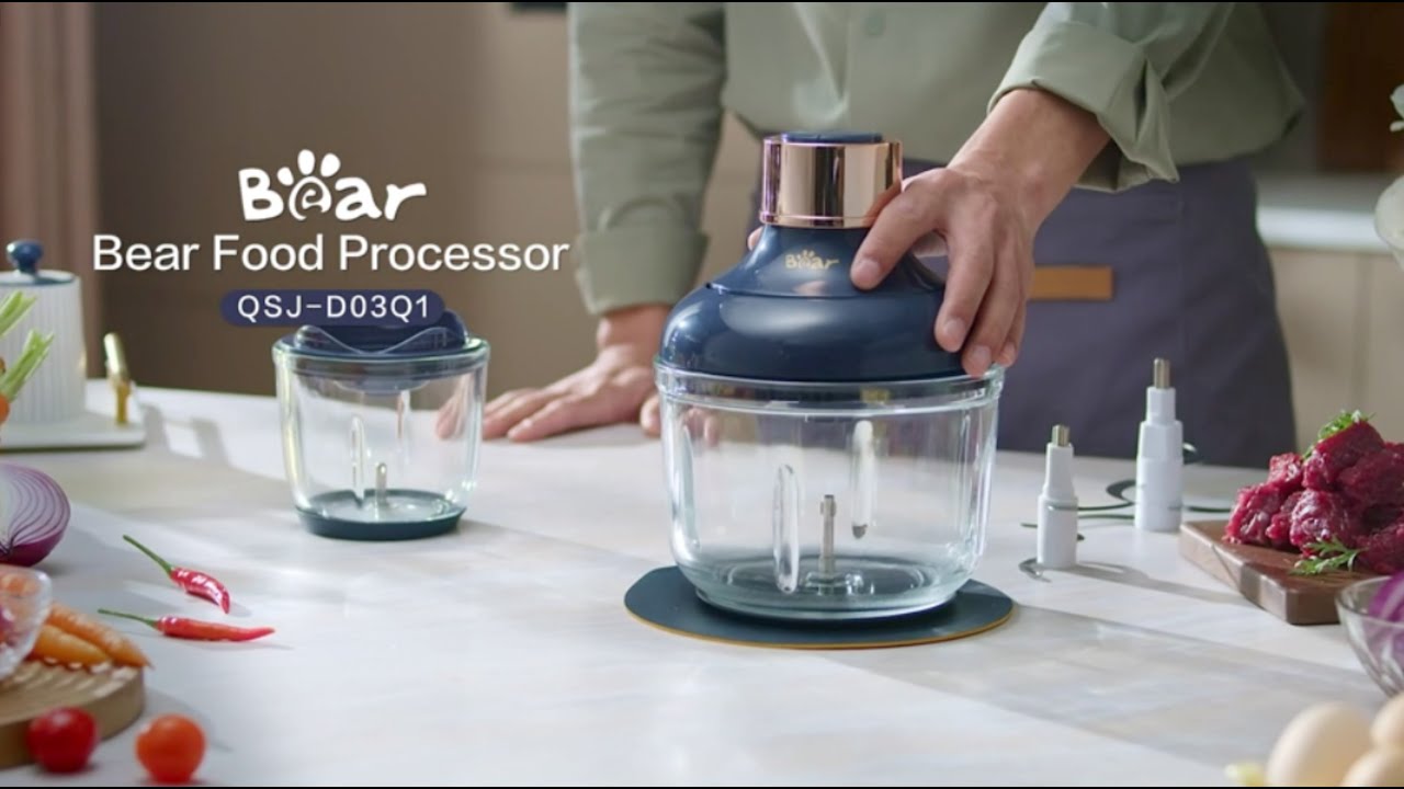Bear Electric Food Chopper QSJ-D03Q1,  2 Glass Bowls (8 Cup+2.5 Cup), 400W