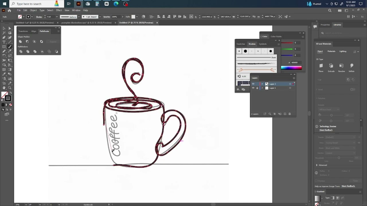 coffee mug shorts one line art #coffeemugart #coffeemug #coffee