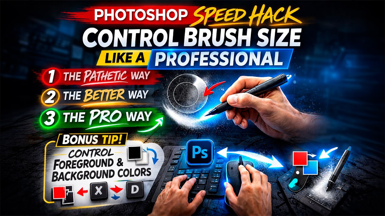 Photoshop Speed Hack: Control Brush Size Like a Professional   4K