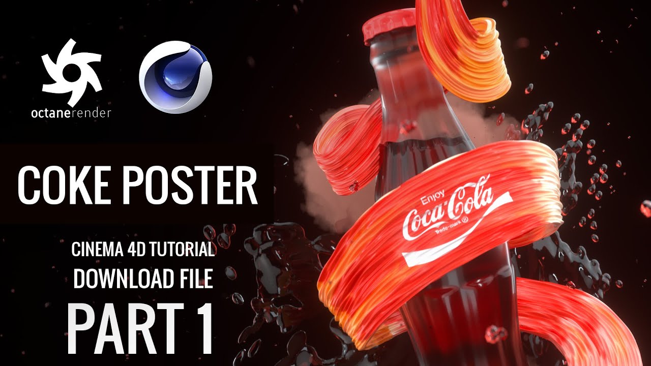 Creating Abstract Coca-cola Poster in Cinema 4D and Octane render [Part #1] (Project file)